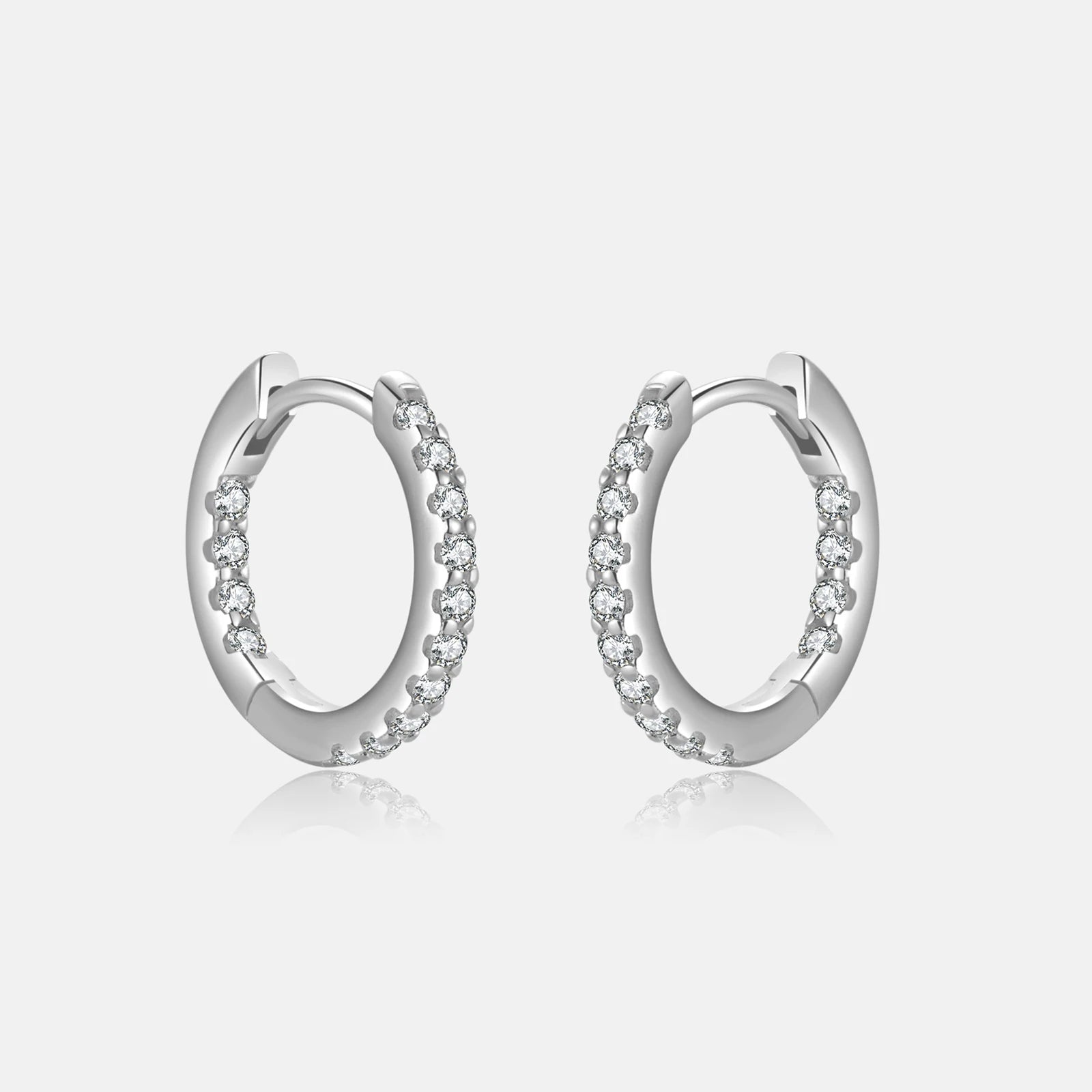 Kolczyki Srebrne Huggies 10mm z Cyrkoniami - Monteclaire